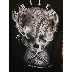 Sullen Art Collective Skull Grunge Graphic T-Shirt Medium NWT CR6 Skull Black